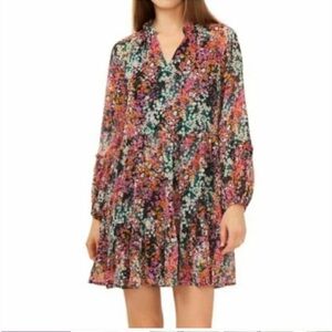 Vince Camuto Floral Dress Womens XL Long Sleeve V Neck Tiered Ruffle Boho